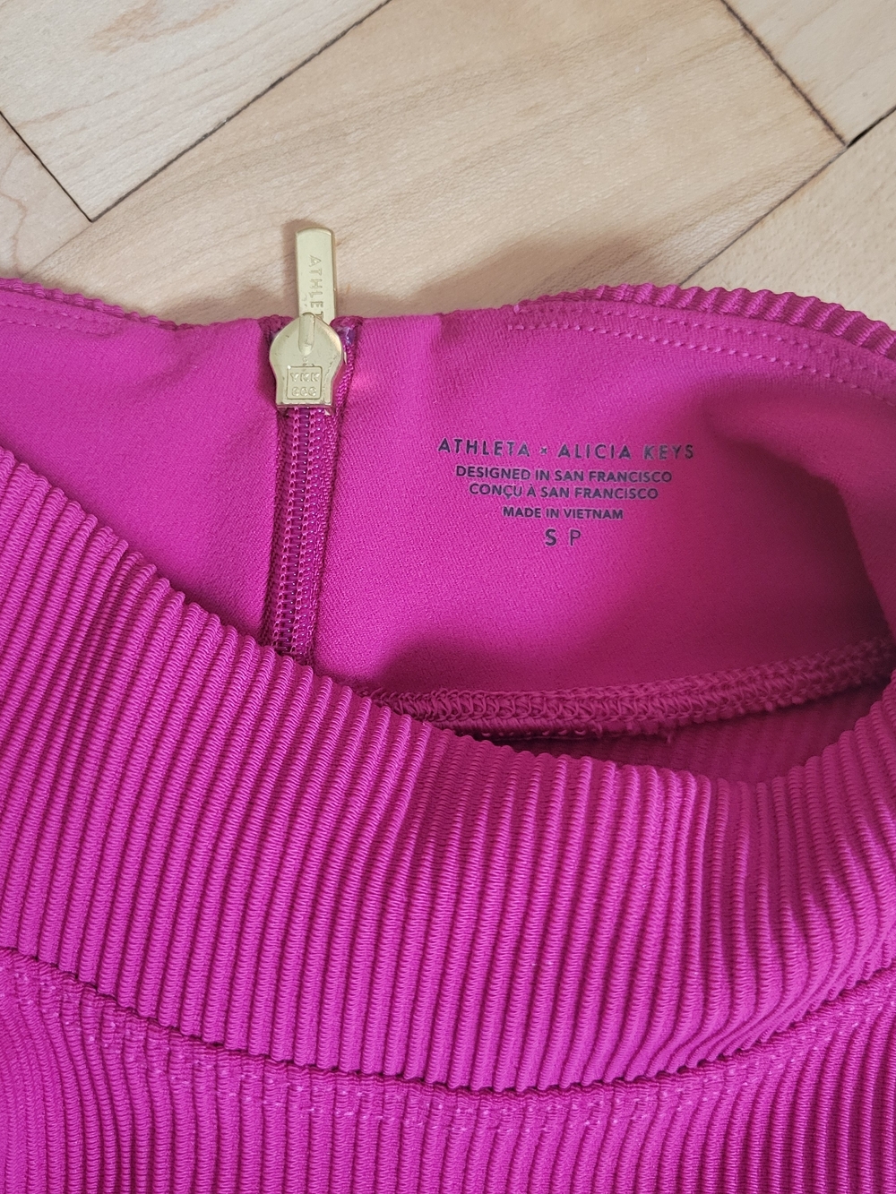 Athleta Fushia Ribbed Racerback Tank with Zipper Small